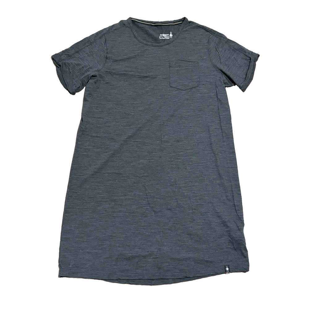 Smartwool Womens L Merino Wool Short Sleeve Dress Sport Gray Outdoor Logo